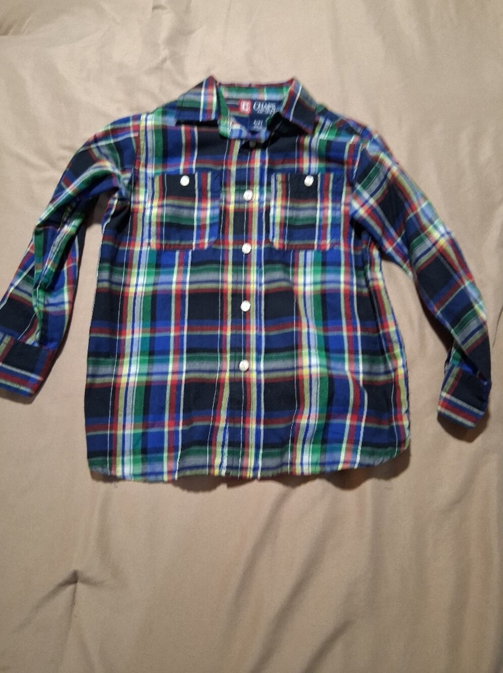 The Children's Place Chaps Lands End Boy Plaid Button-Up Shirt 4T - Picture 2 of 7